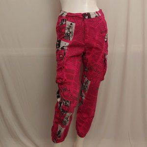 Body By US  Fashion Show print crop utility pants in neon pink size M